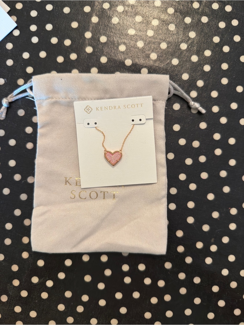 Kendra Scott Rose Gold Pink Ari Drusy Heart Necklace